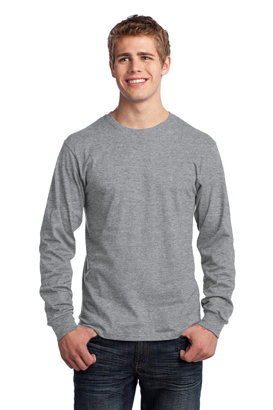 Port & Company Long Sleeve Core Cotton Tee. PC54LS Athletic Heather