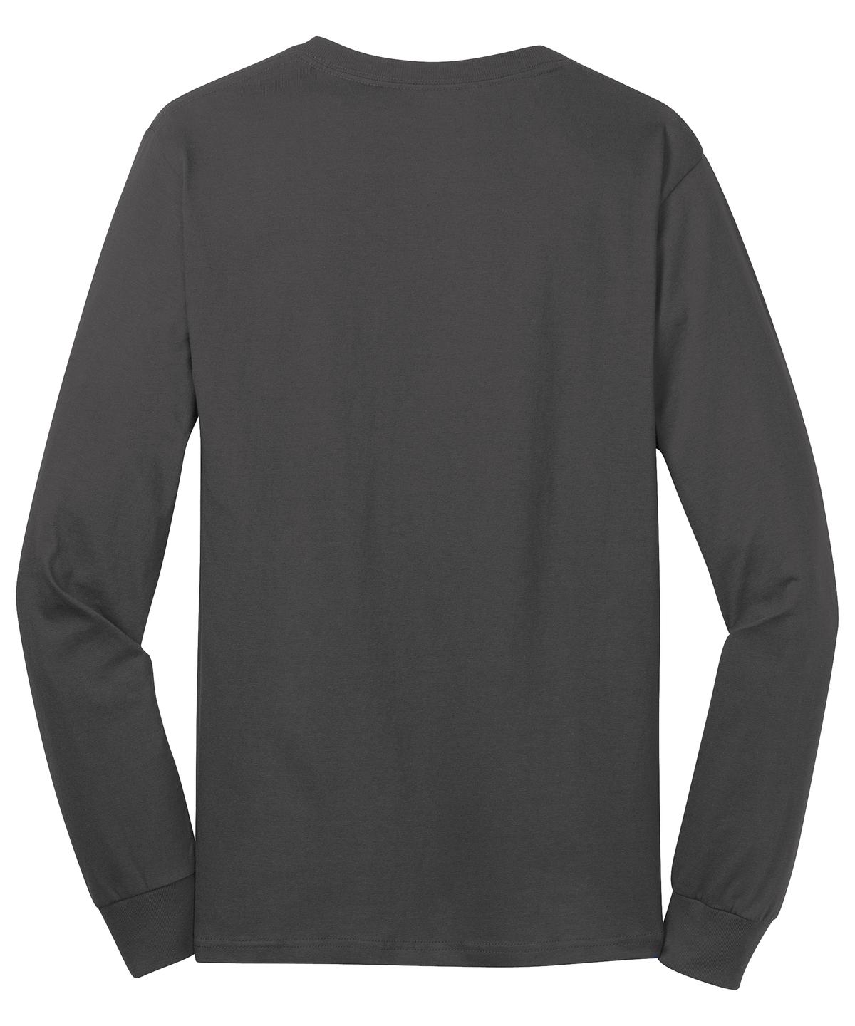 Port & Company Long Sleeve Core Cotton Tee. PC54LS Charcoal