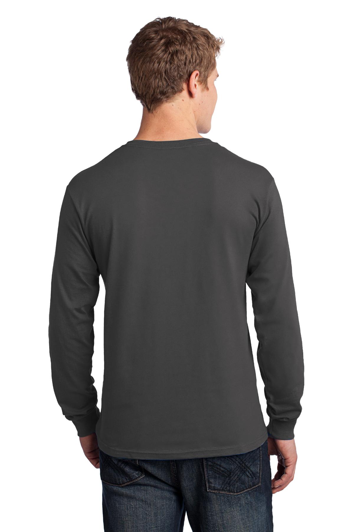 Port & Company Long Sleeve Core Cotton Tee. PC54LS Charcoal