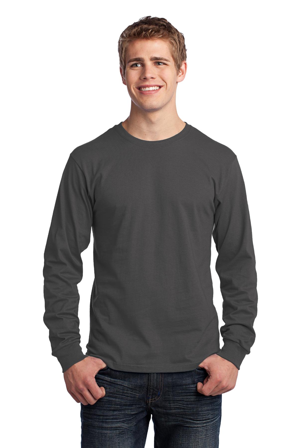 Port & Company Long Sleeve Core Cotton Tee. PC54LS Charcoal