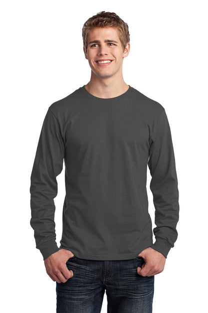 Port & Company Long Sleeve Core Cotton Tee. PC54LS Charcoal