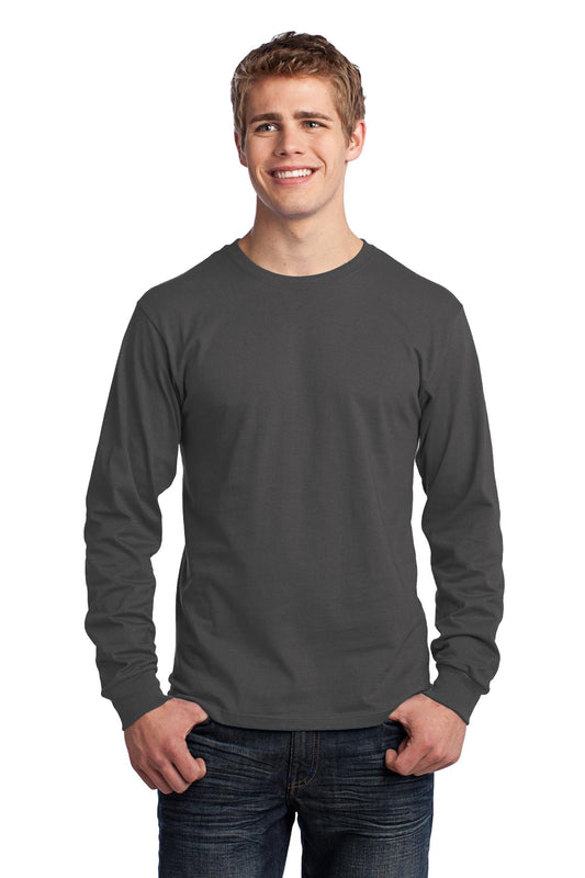 Port & Company Long Sleeve Core Cotton Tee. PC54LS Charcoal