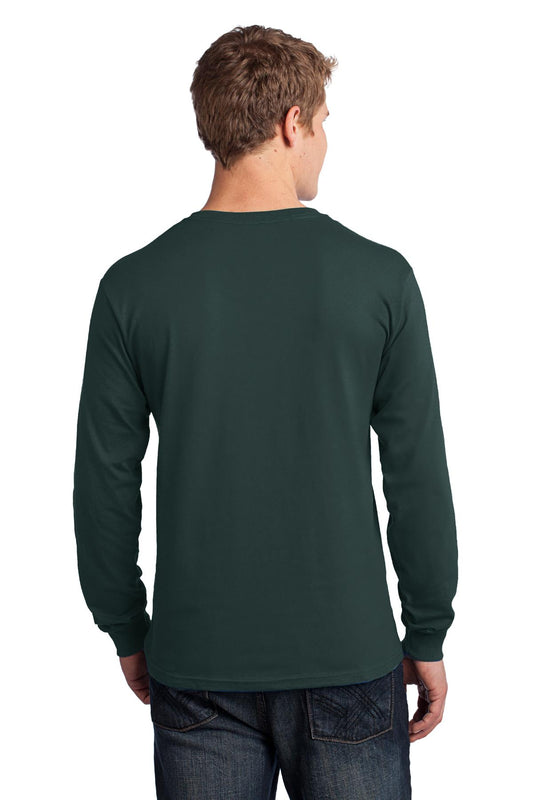 Port & Company Long Sleeve Core Cotton Tee. PC54LS Dark Green