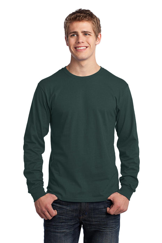 Port & Company Long Sleeve Core Cotton Tee. PC54LS Dark Green