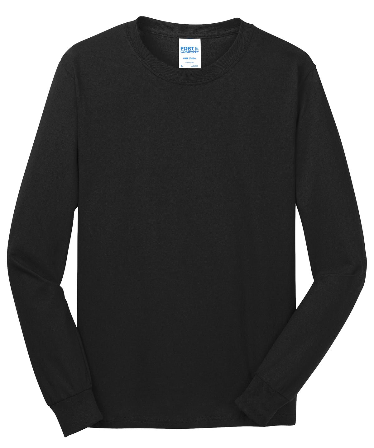 Port & Company Long Sleeve Core Cotton Tee. PC54LS Jet Black