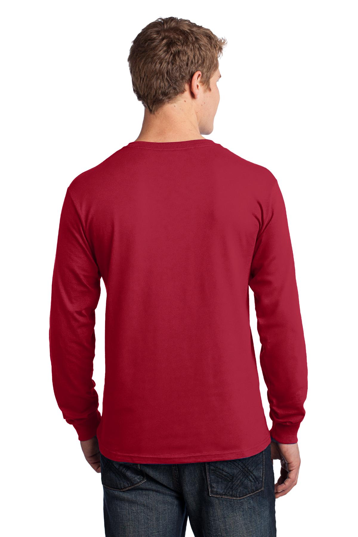 Port & Company Long Sleeve Core Cotton Tee. PC54LS Red