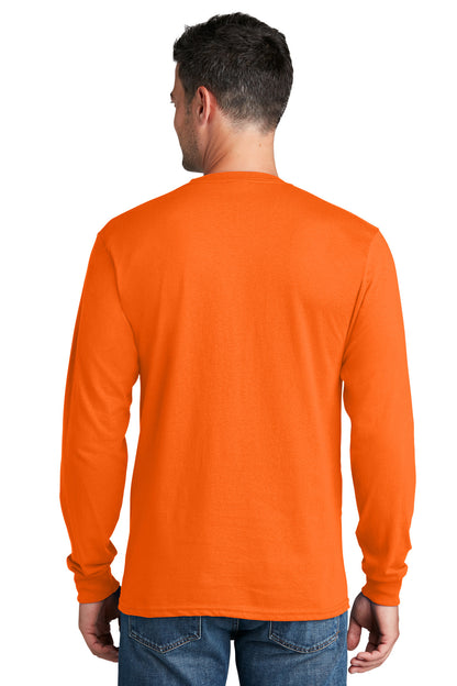 Port & Company Long Sleeve Core Cotton Tee. PC54LS S. Orange