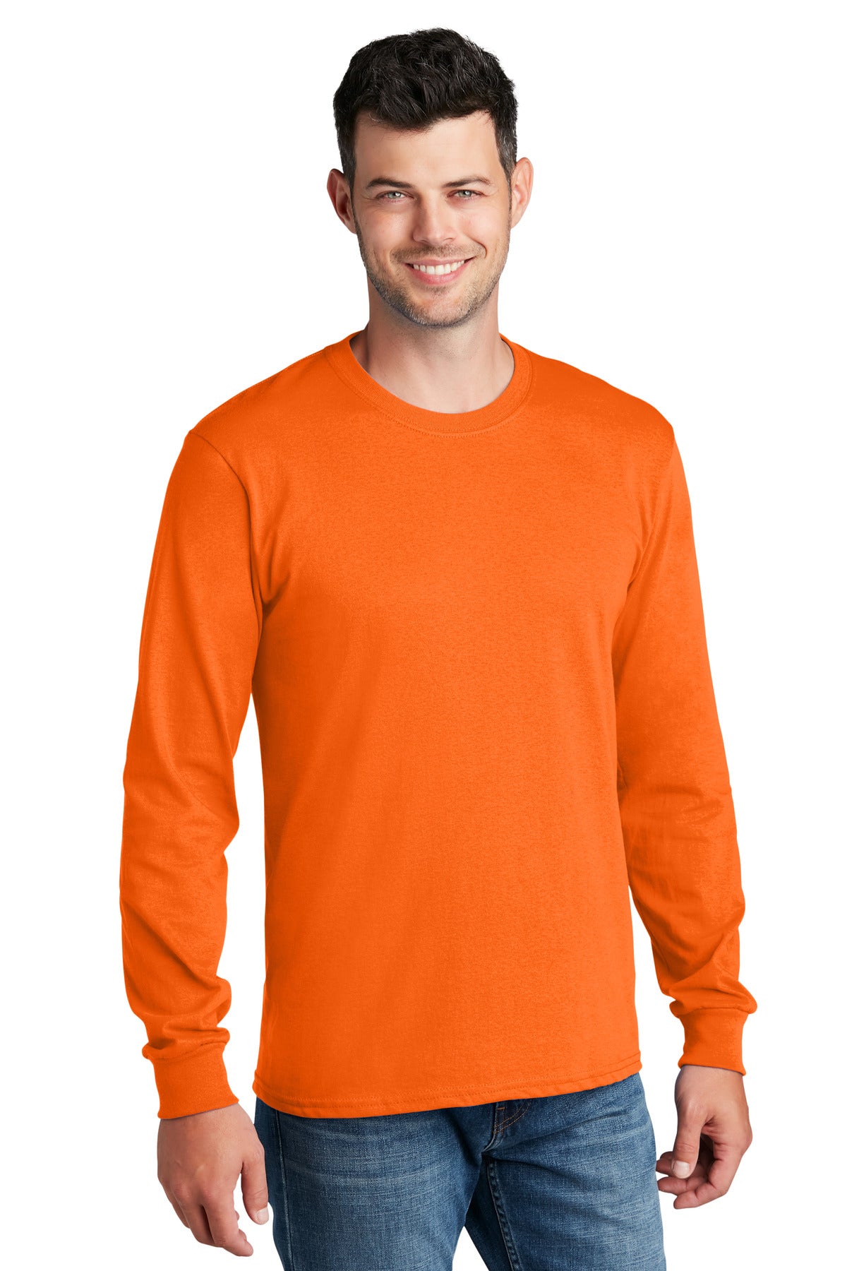Port & Company Long Sleeve Core Cotton Tee. PC54LS S. Orange