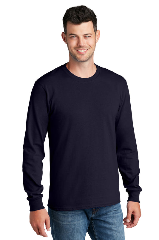 Port & Company Long Sleeve Core Cotton Tee. PC54LS True Navy