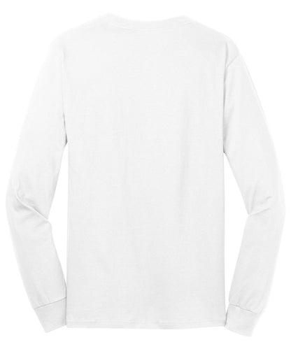 Port & Company Long Sleeve Core Cotton Tee. PC54LS White