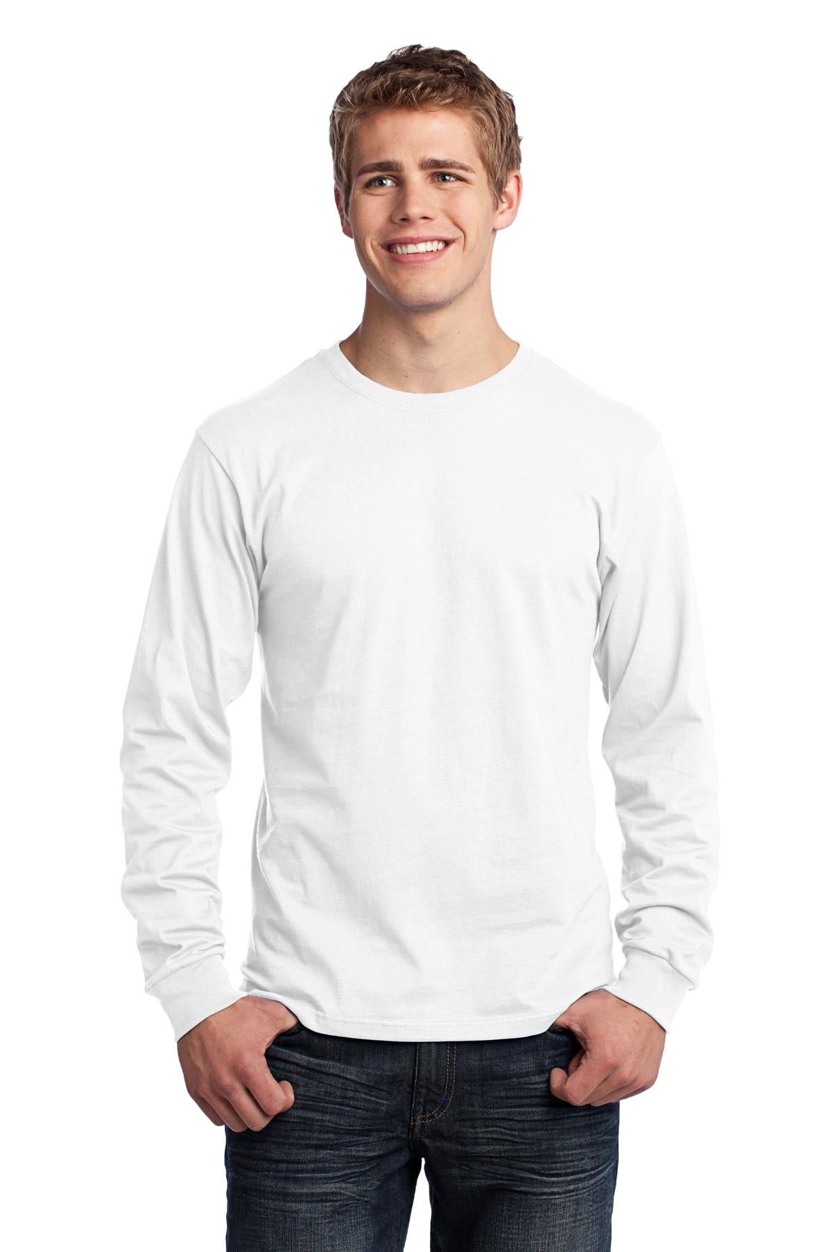 Port & Company Long Sleeve Core Cotton Tee. PC54LS White