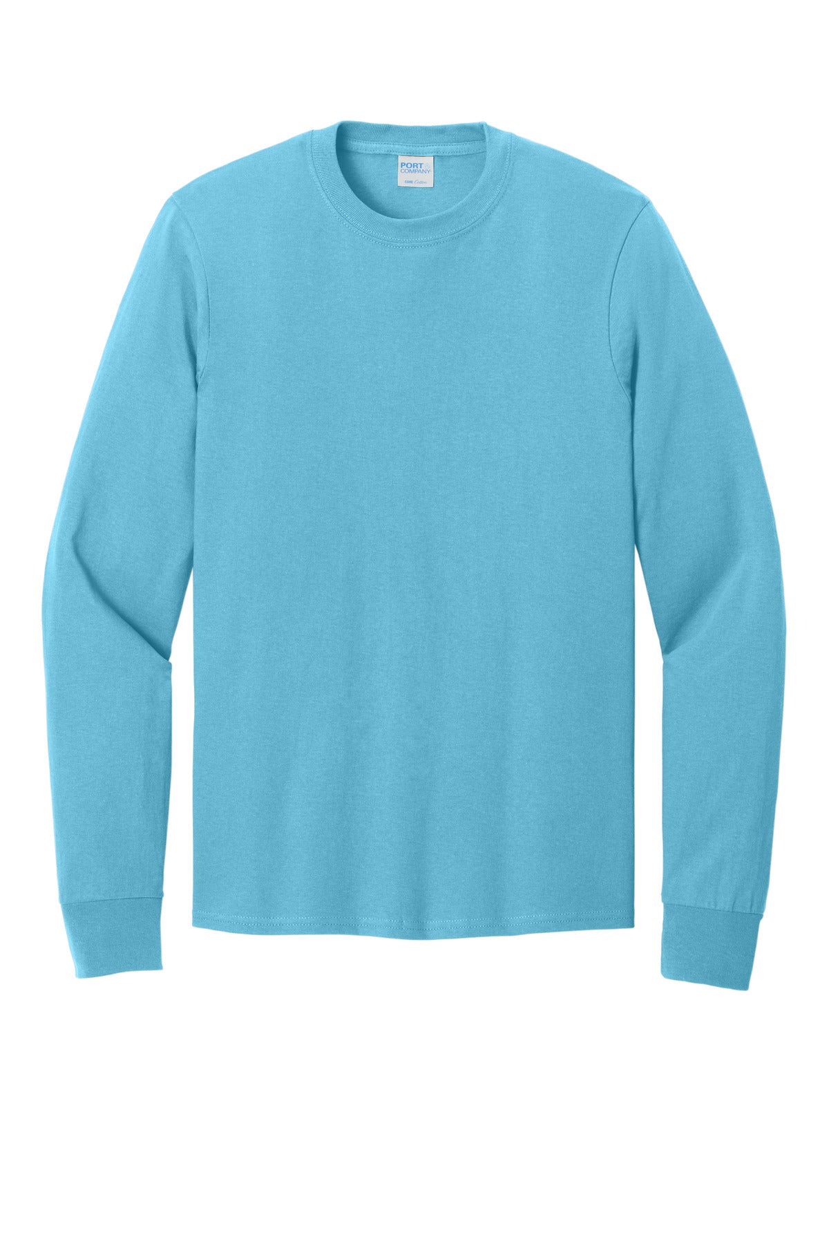 Port & Company Long Sleeve Core Cotton Tee. PC54LS Aquatic Blue