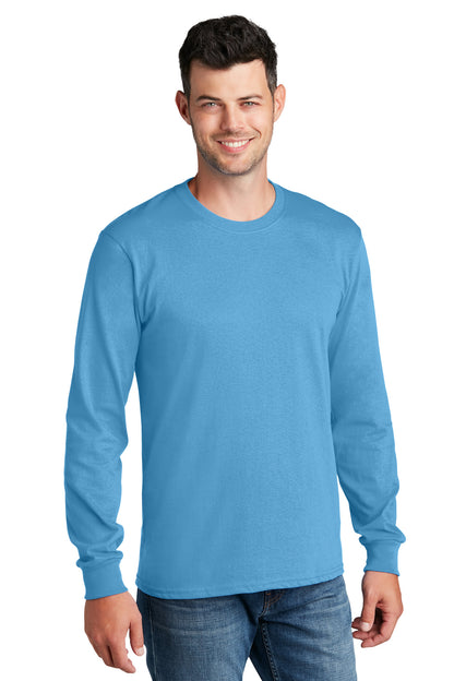 Port & Company Long Sleeve Core Cotton Tee. PC54LS Aquatic Blue