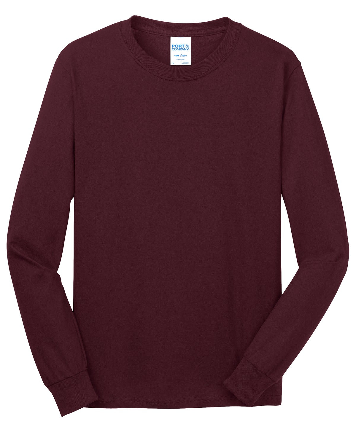 Port & Company Long Sleeve Core Cotton Tee. PC54LS Athletic Maroon