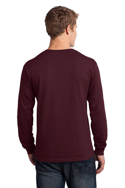 Port & Company Long Sleeve Core Cotton Tee. PC54LS Athletic Maroon