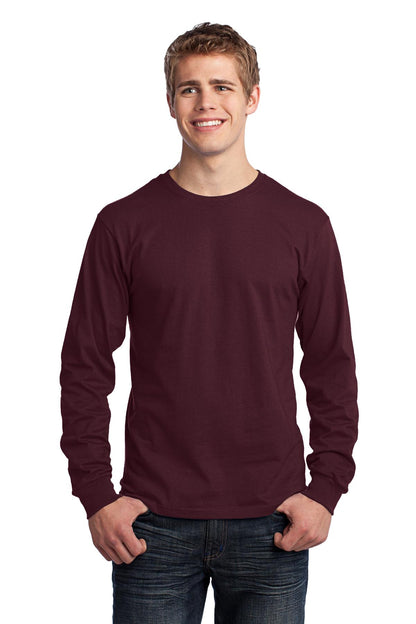 Port & Company Long Sleeve Core Cotton Tee. PC54LS Athletic Maroon