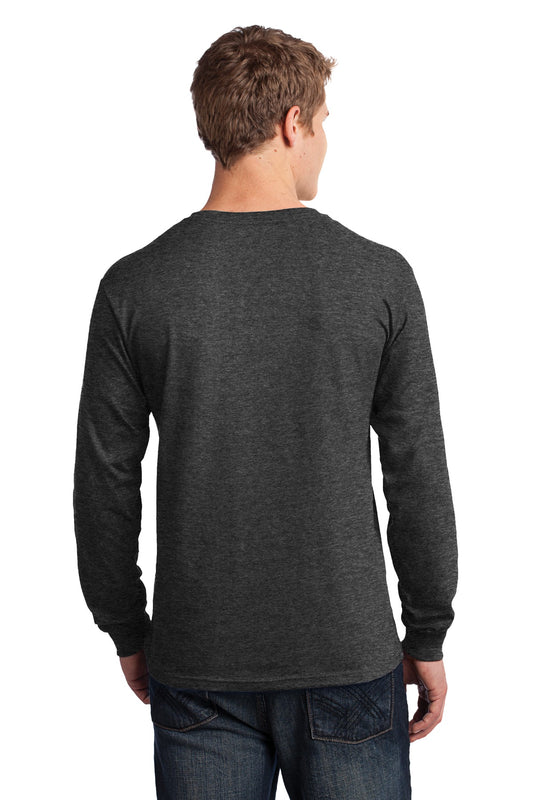 Port & Company Long Sleeve Core Cotton Tee. PC54LS Dark Heather Grey