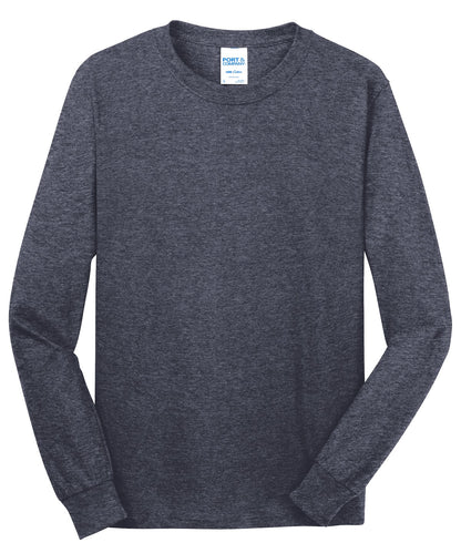 Port & Company Long Sleeve Core Cotton Tee. PC54LS Heather Navy