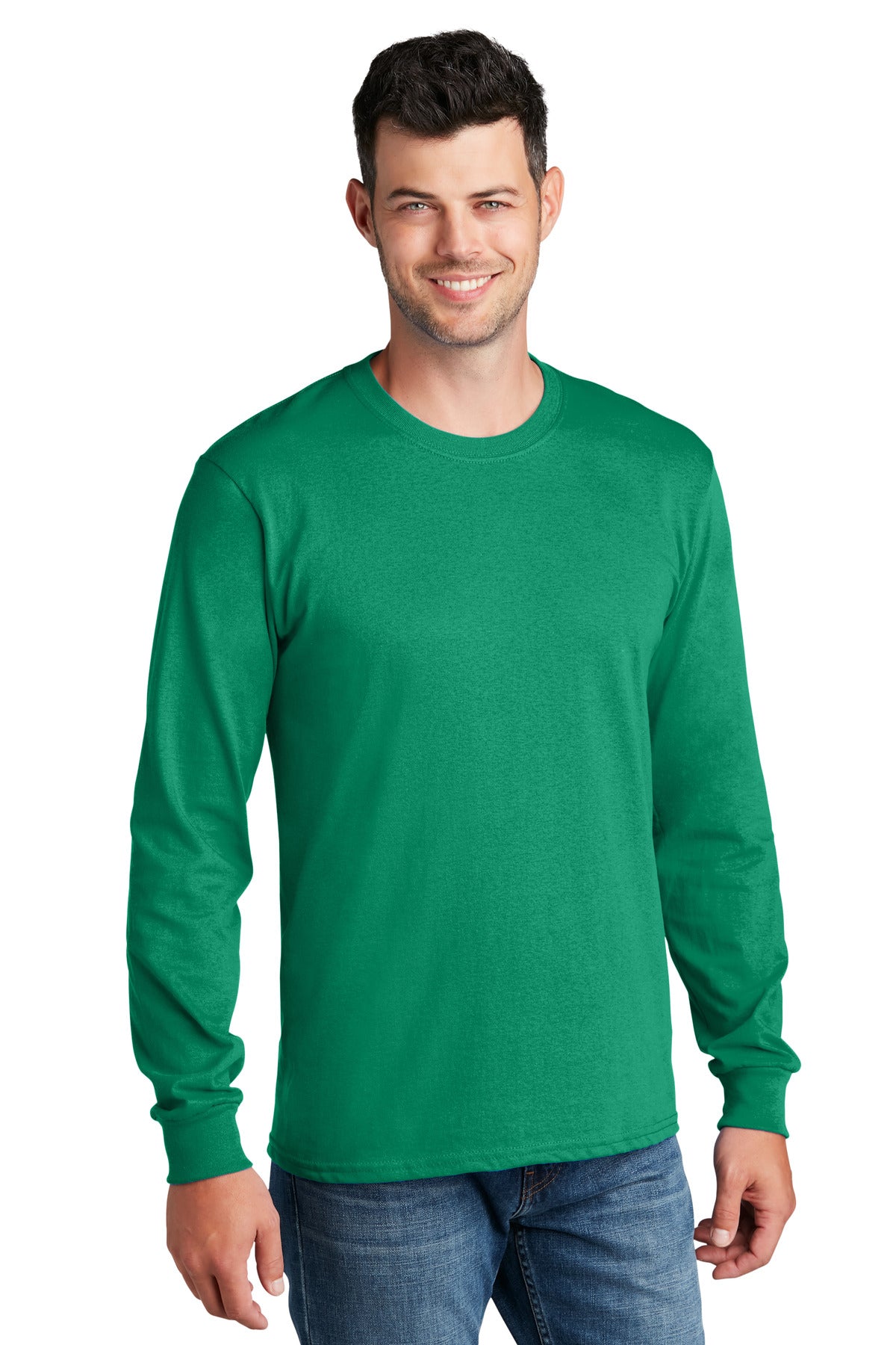 Port & Company Long Sleeve Core Cotton Tee. PC54LS Kelly