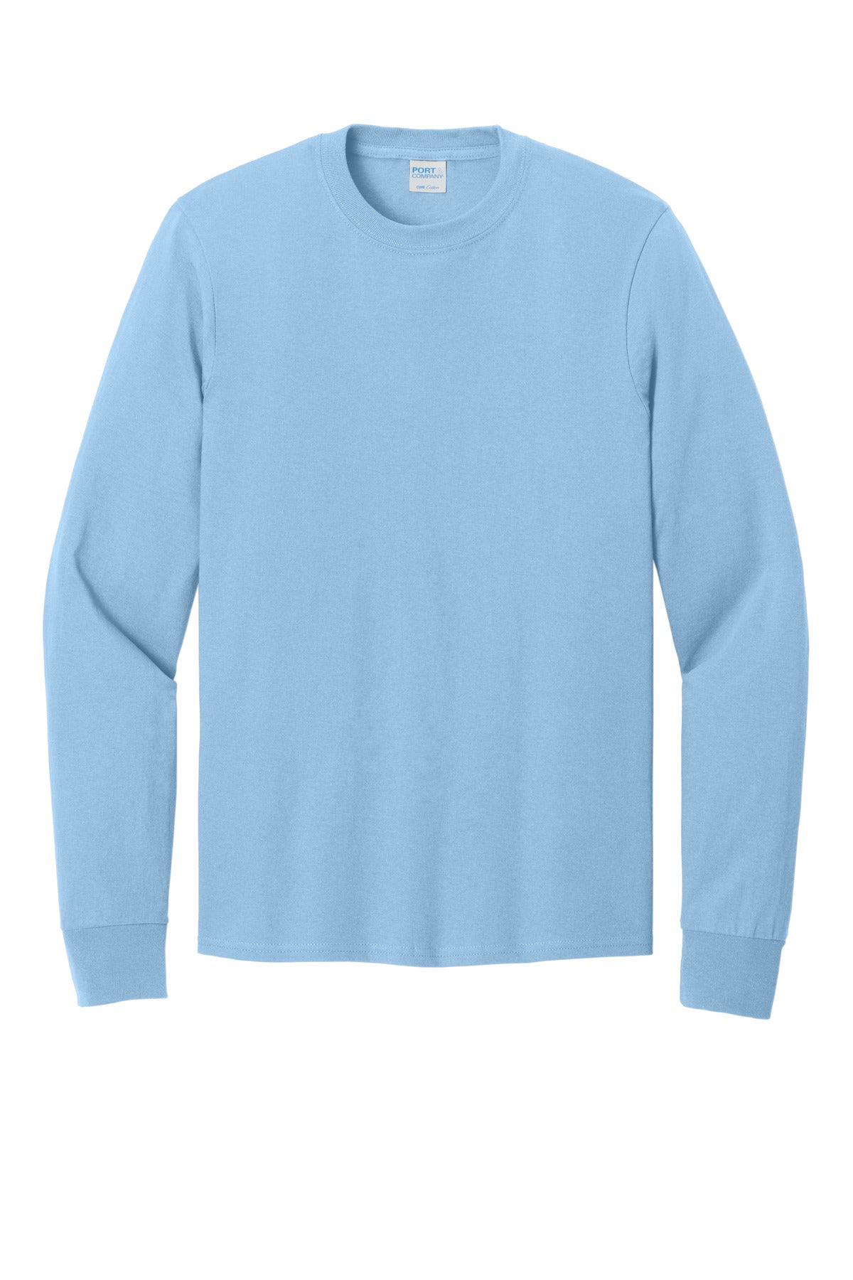 Port & Company Long Sleeve Core Cotton Tee. PC54LS Light Blue