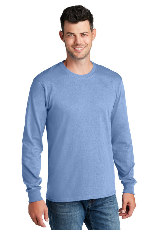 Port & Company Long Sleeve Core Cotton Tee. PC54LS Light Blue