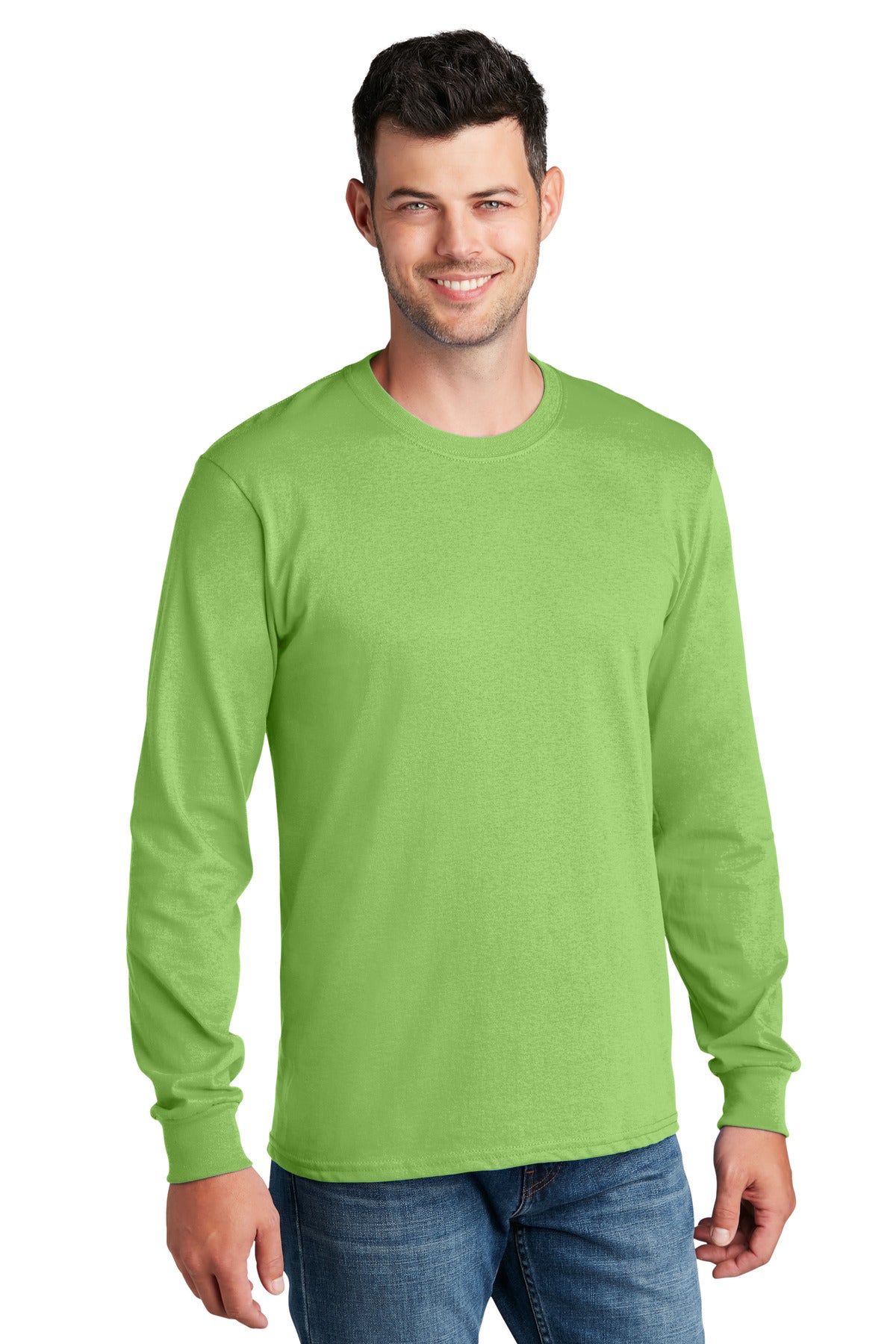 Port & Company Long Sleeve Core Cotton Tee. PC54LS Lime