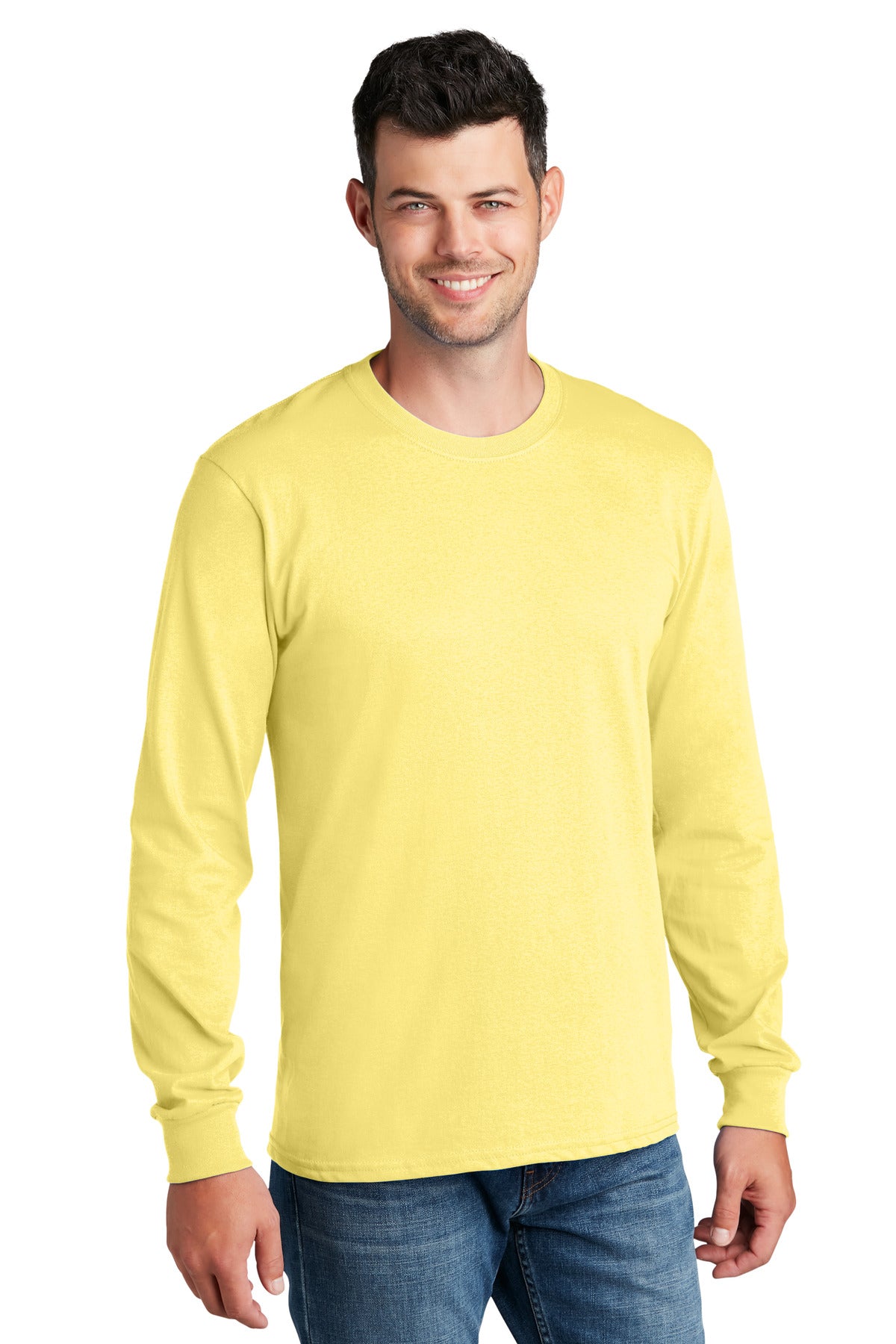 Port & Company Long Sleeve Core Cotton Tee. PC54LS Yellow