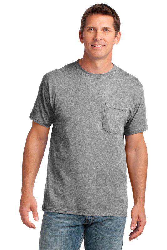 Port & Company Core Cotton Pocket Tee. PC54P Athletic Heather