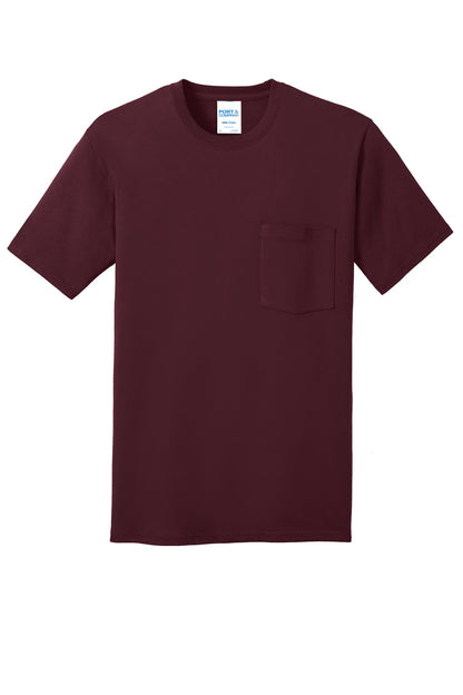 Port & Company Core Cotton Pocket Tee. PC54P Athletic Maroon