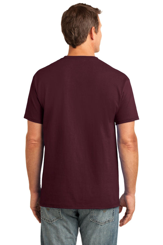 Port & Company Core Cotton Pocket Tee. PC54P Athletic Maroon