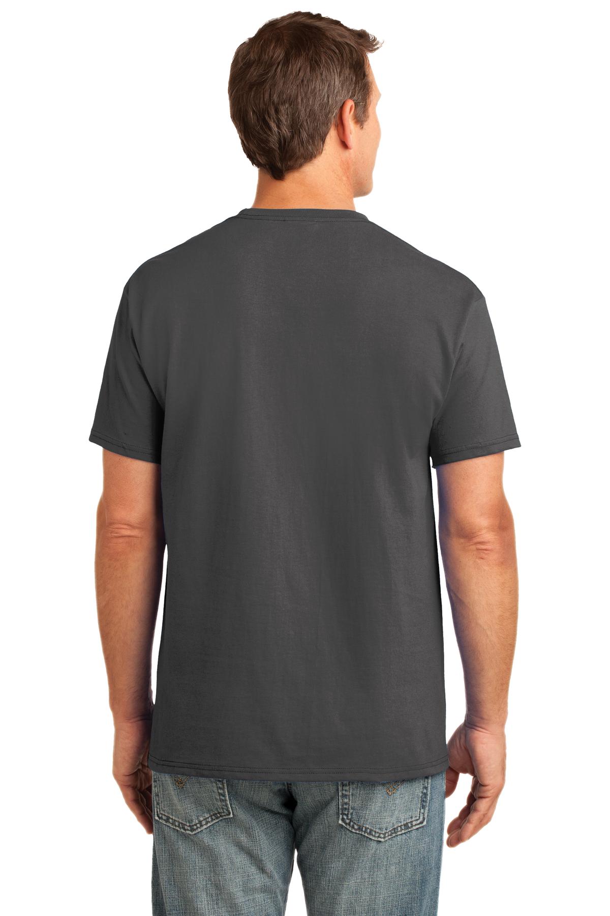 Port & Company Core Cotton Pocket Tee. PC54P Charcoal