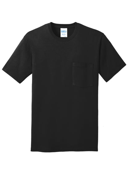 Port & Company Core Cotton Pocket Tee. PC54P Jet Black