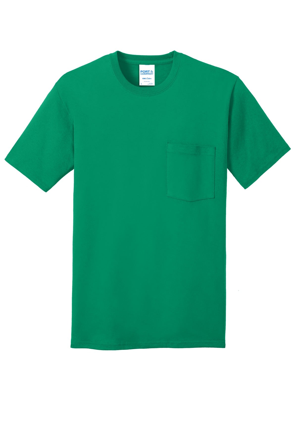 Port & Company Core Cotton Pocket Tee. PC54P Kelly