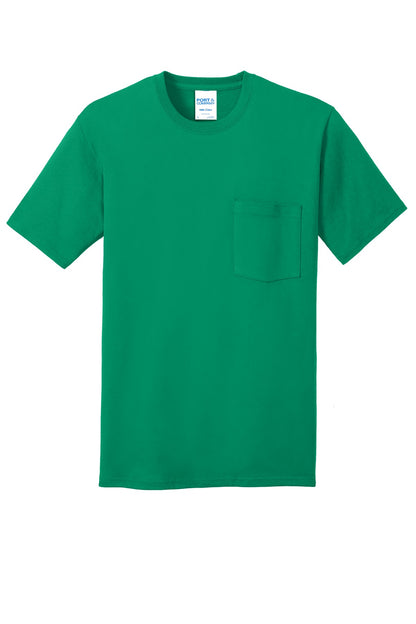 Port & Company Core Cotton Pocket Tee. PC54P Kelly
