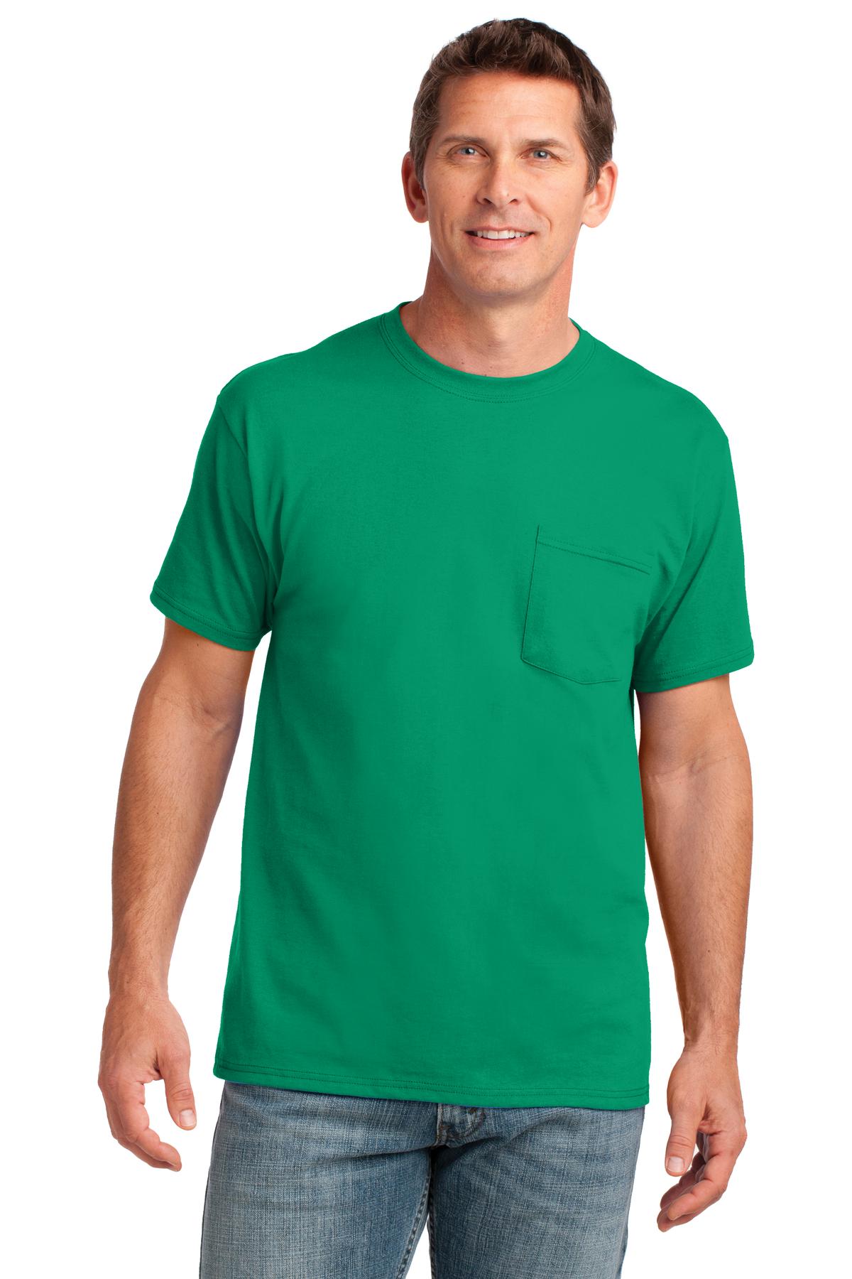Port & Company Core Cotton Pocket Tee. PC54P Kelly
