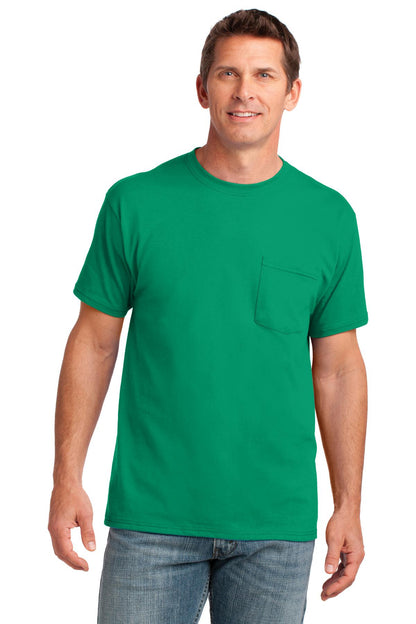 Port & Company Core Cotton Pocket Tee. PC54P Kelly