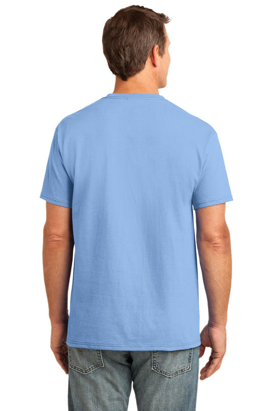 Port & Company Core Cotton Pocket Tee. PC54P Light Blue