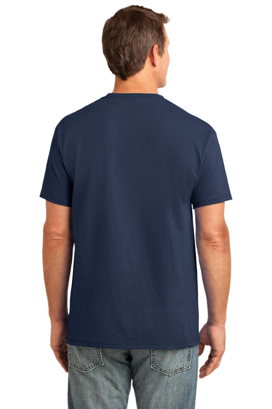 Port & Company Core Cotton Pocket Tee. PC54P Navy