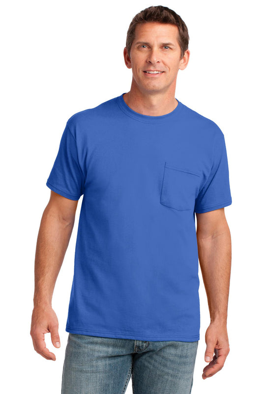 Port & Company Core Cotton Pocket Tee. PC54P Royal