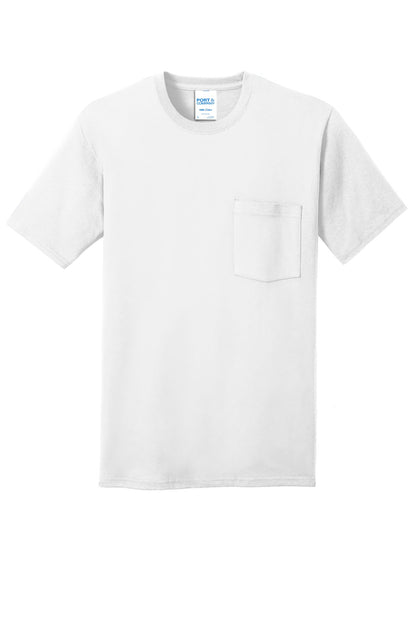 Port & Company Core Cotton Pocket Tee. PC54P White