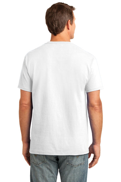 Port & Company Core Cotton Pocket Tee. PC54P White