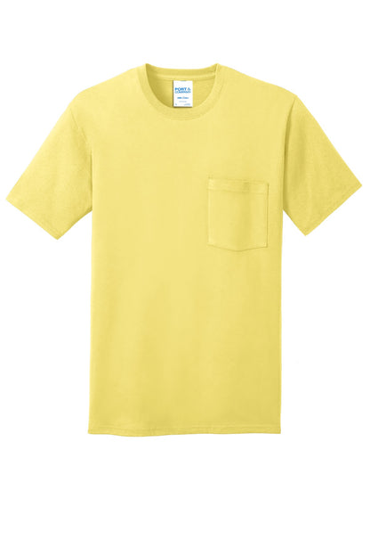 Port & Company Core Cotton Pocket Tee. PC54P Yellow