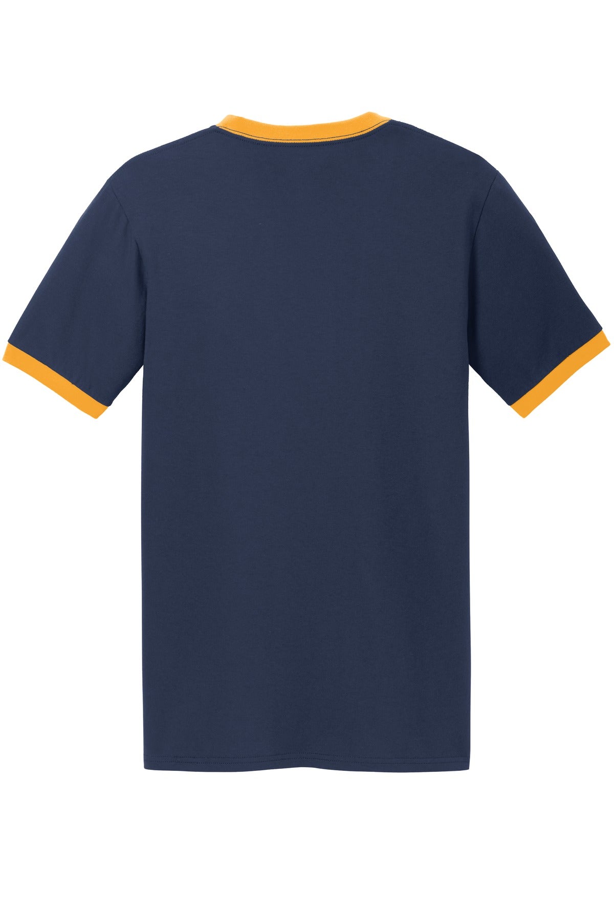 Port & Company Core Cotton Ringer Tee.  PC54R Navy/ Gold