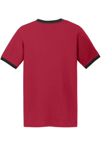 Port & Company Core Cotton Ringer Tee.  PC54R Red/ Jet Black