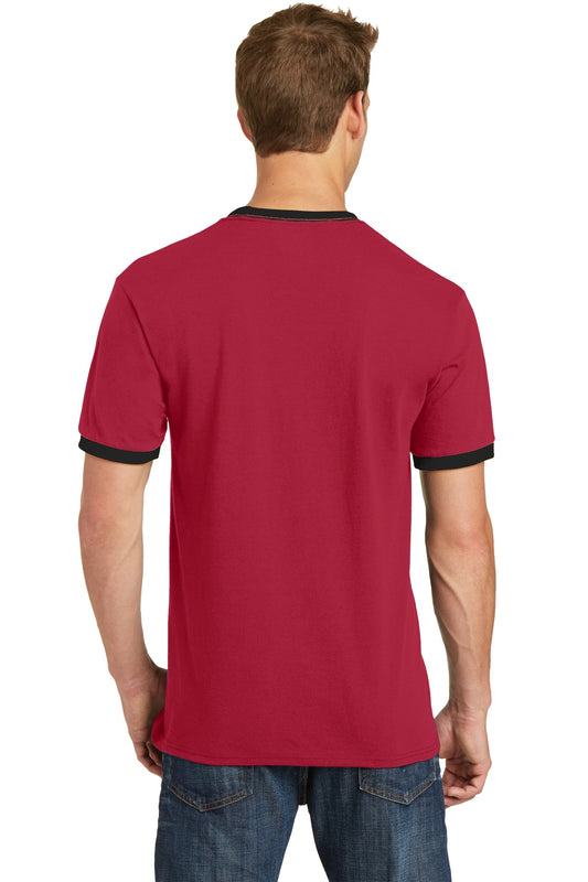 Port & Company Core Cotton Ringer Tee.  PC54R Red/ Jet Black