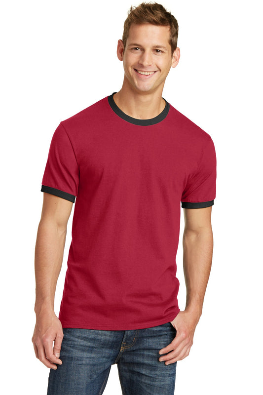 Port & Company Core Cotton Ringer Tee.  PC54R Red/ Jet Black
