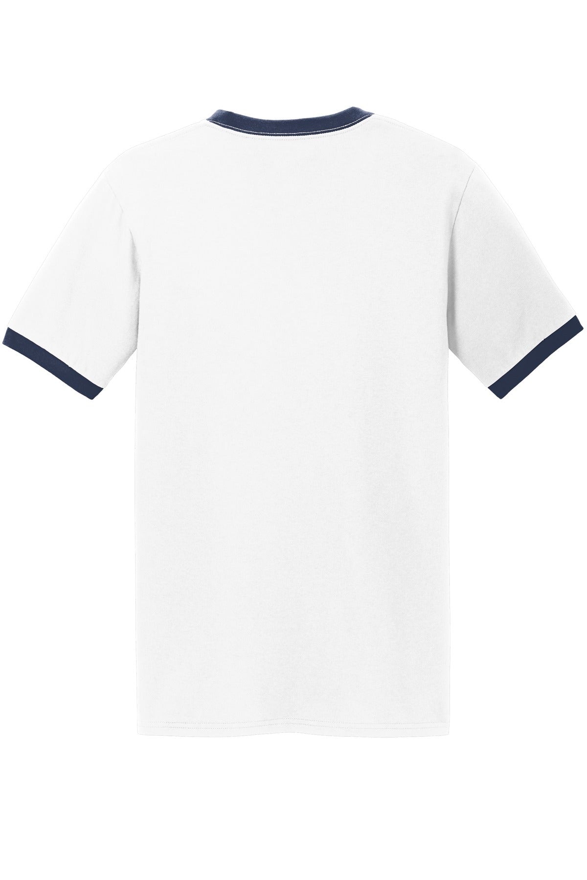 Port & Company Core Cotton Ringer Tee.  PC54R White/ Navy