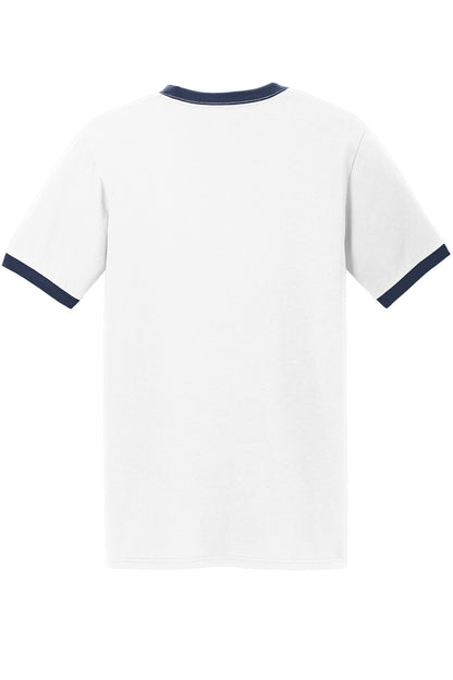 Port & Company Core Cotton Ringer Tee.  PC54R White/ Navy