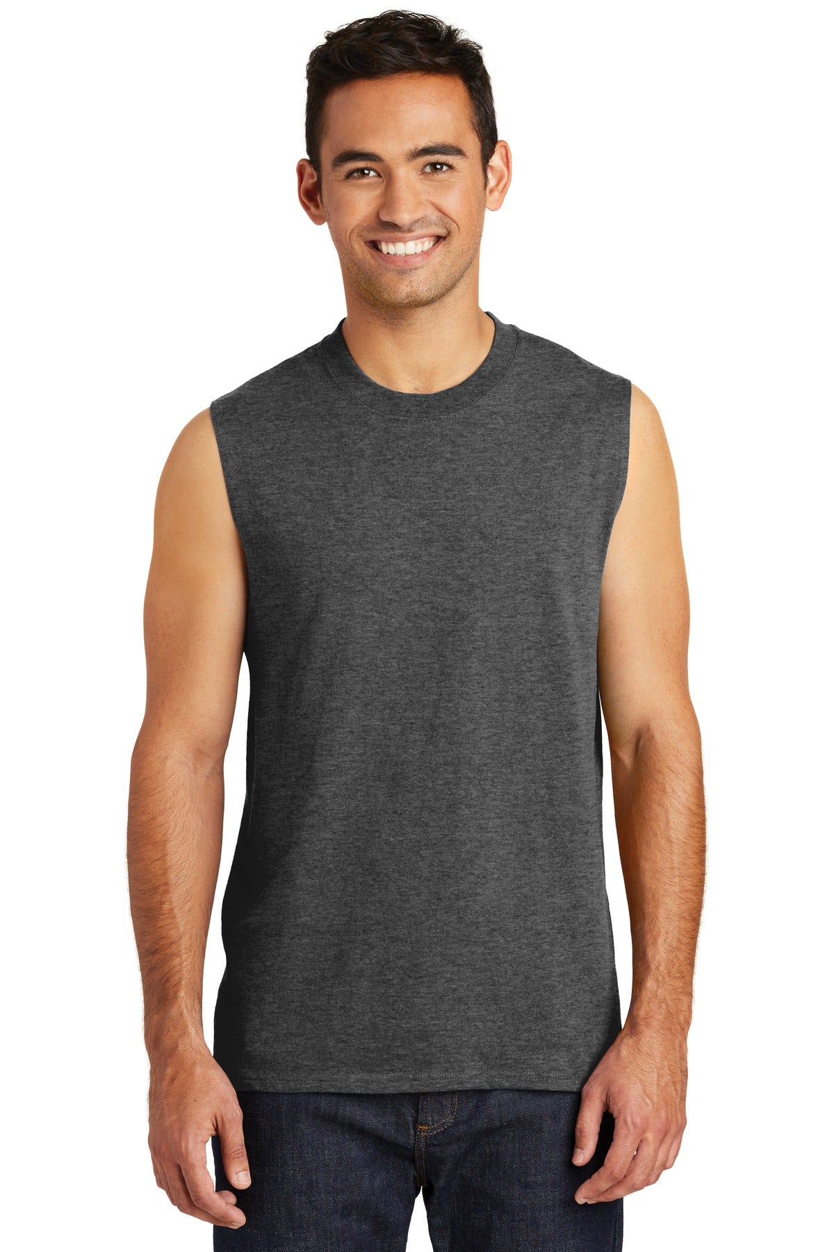 Port & Company  Core Cotton Sleeveless Tee. PC54SL Dark Heather Grey