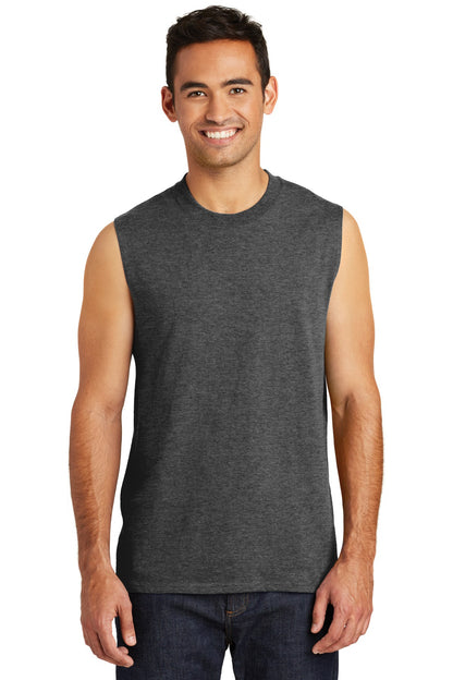 Port & Company  Core Cotton Sleeveless Tee. PC54SL Dark Heather Grey